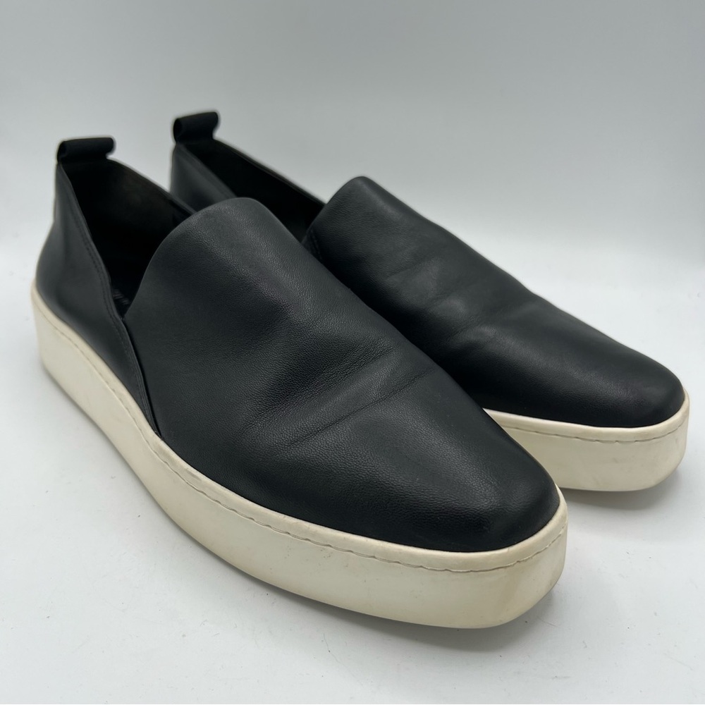 VINCE Saxon Platform Sneakers Women's Sz 10 Stretch Black Leather Sleek $250 EUC